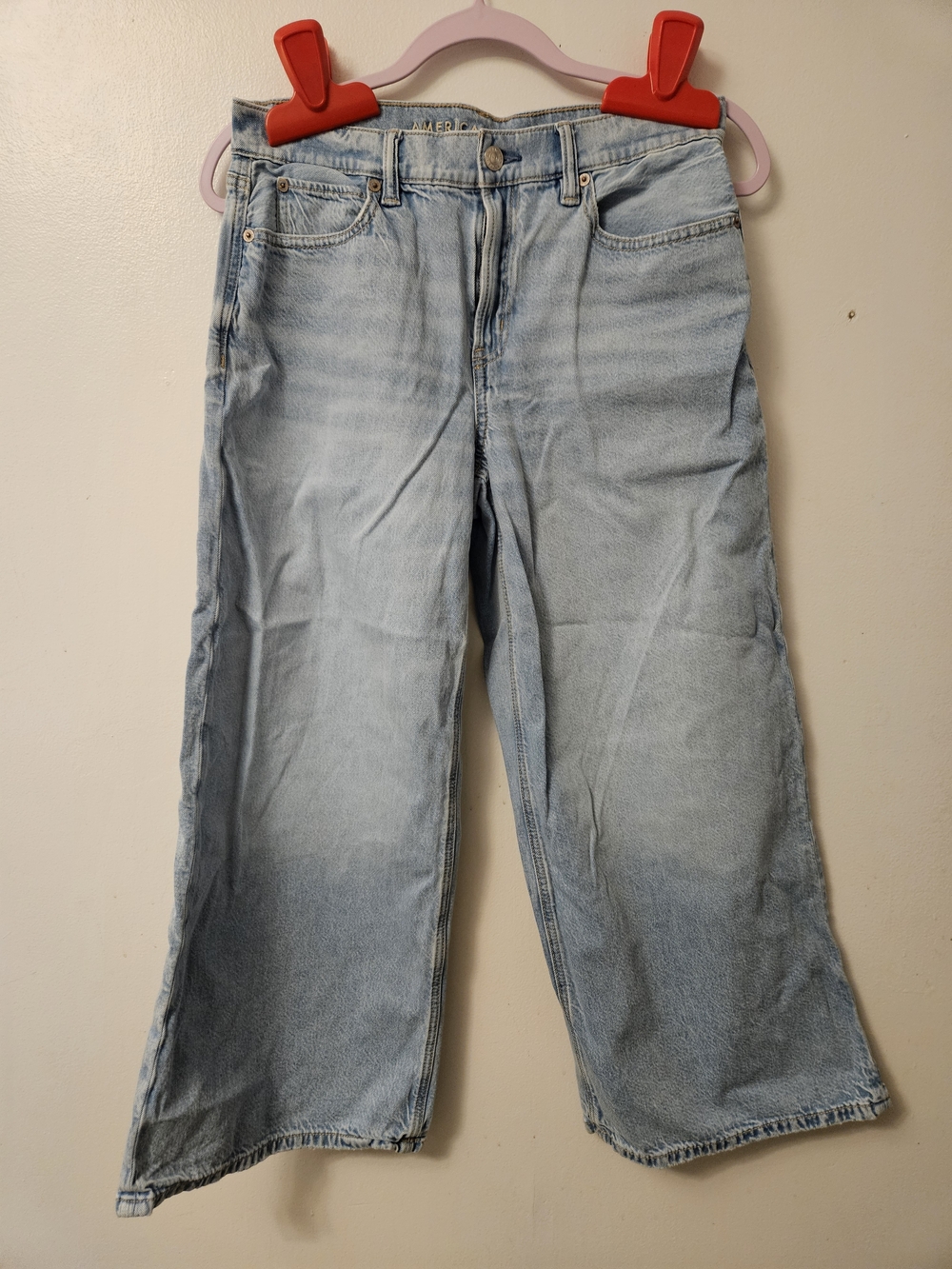 American Eagle Light Blue Strigid Low-Rise Wide-Leg Jeans